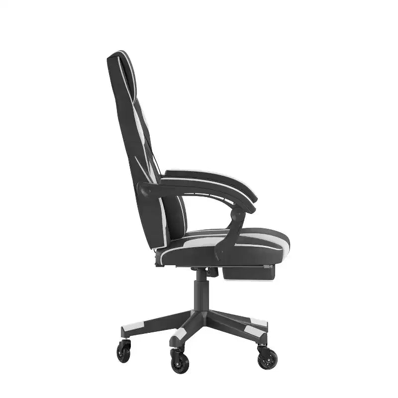 Chaise de jeu Flash Furniture X40, chaise d'ordinateur de course avec dossier et accoudoirs entièrement inclinables et roulettes transparentes, repose-pieds coulissant