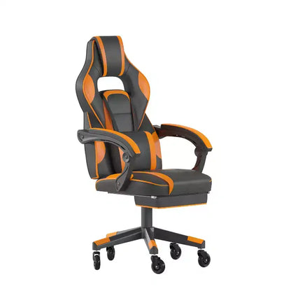 Chaise de jeu Flash Furniture X40, chaise d'ordinateur de course avec dossier et accoudoirs entièrement inclinables et roulettes transparentes, repose-pieds coulissant