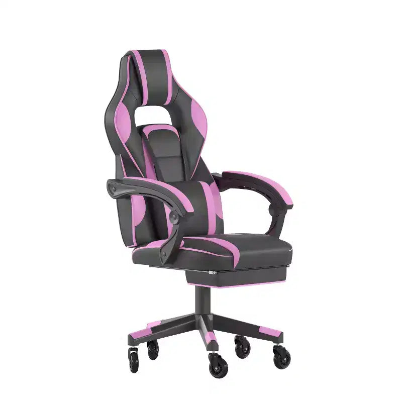 Chaise de jeu Flash Furniture X40, chaise d'ordinateur de course avec dossier et accoudoirs entièrement inclinables et roulettes transparentes, repose-pieds coulissant