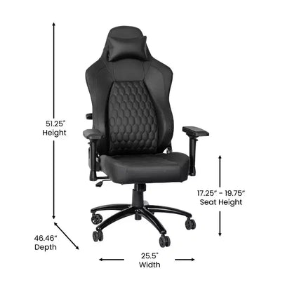 Flash Furniture Falco Chaise de jeu ergonomique à dossier haut réglable avec accoudoirs 4D, oreiller appui-tête et support lombaire réglable