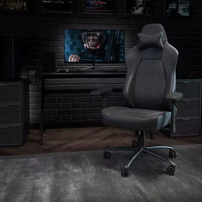 Flash Furniture Falco Chaise de jeu ergonomique à dossier haut réglable avec accoudoirs 4D, oreiller appui-tête et support lombaire réglable