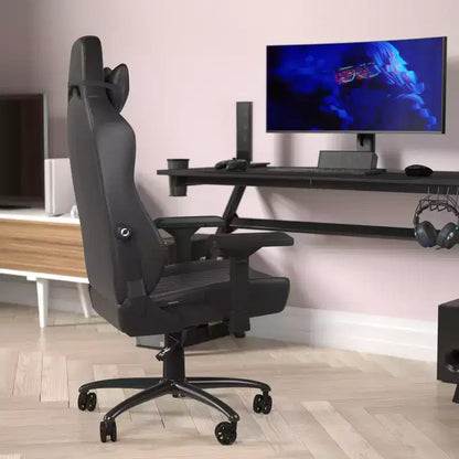 Flash Furniture Falco Chaise de jeu ergonomique à dossier haut réglable avec accoudoirs 4D, oreiller appui-tête et support lombaire réglable