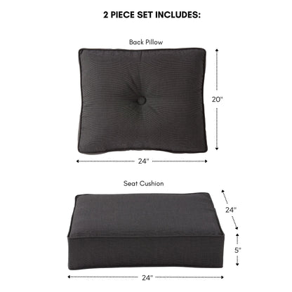 Ensemble de deux coussins d'extérieur haut de gamme Sunbrella pour assise profonde