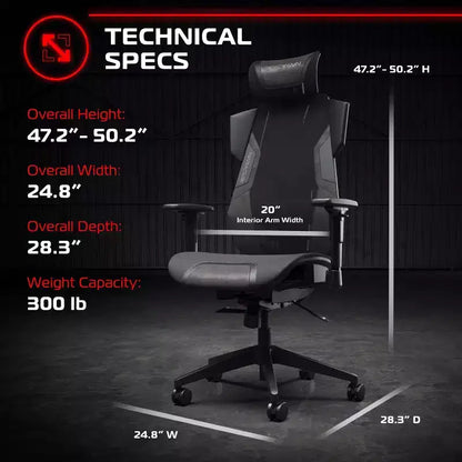 Chaise de gaming RESPAWN Flexx Mesh avec support lombaire et appui-tête réglable
