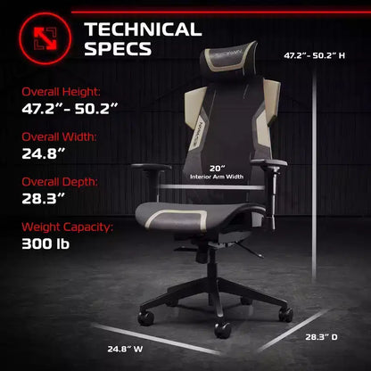 Chaise de gaming RESPAWN Flexx Mesh avec support lombaire et appui-tête réglable
