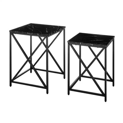 Ensemble de tables d'appoint gigognes carrées avec finition en marbre - Danya B.