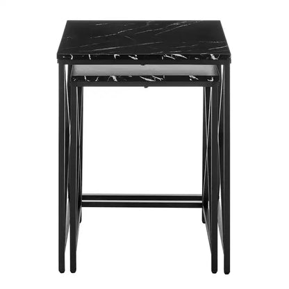 Ensemble de tables d'appoint gigognes carrées avec finition en marbre - Danya B.