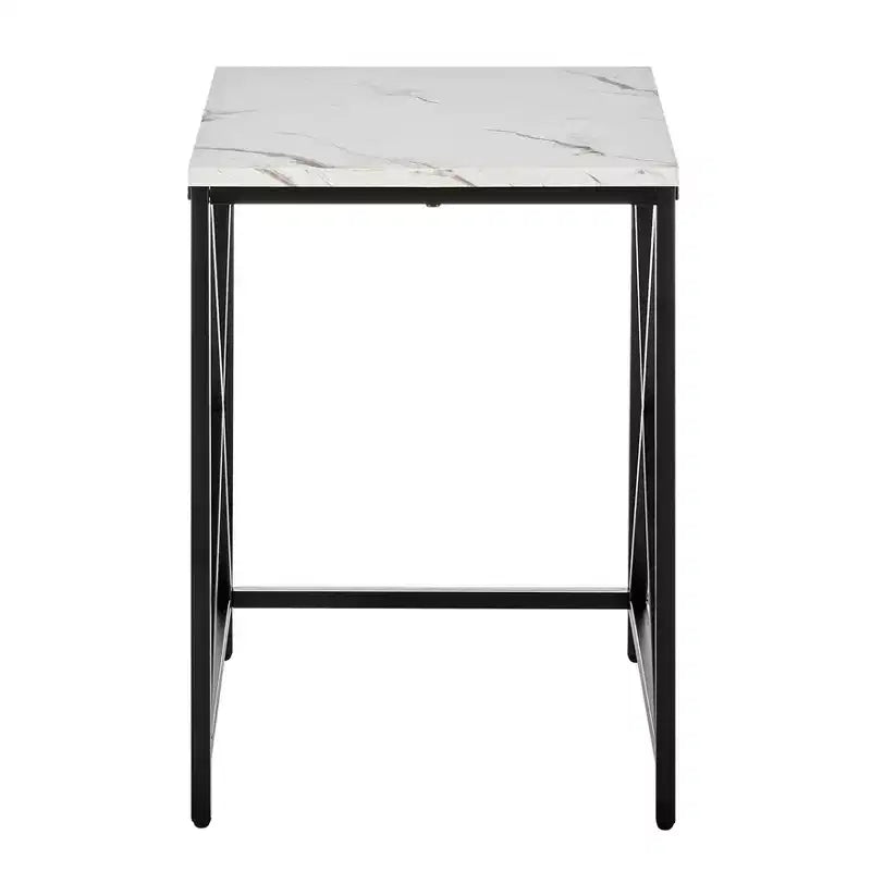 Ensemble de tables d'appoint gigognes carrées avec finition en marbre - Danya B.