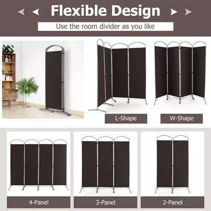 Costway 4 Panels Folding Room Divider 6 Ft Tall Fabric Privacy Screen Black/Brown/Grey/White