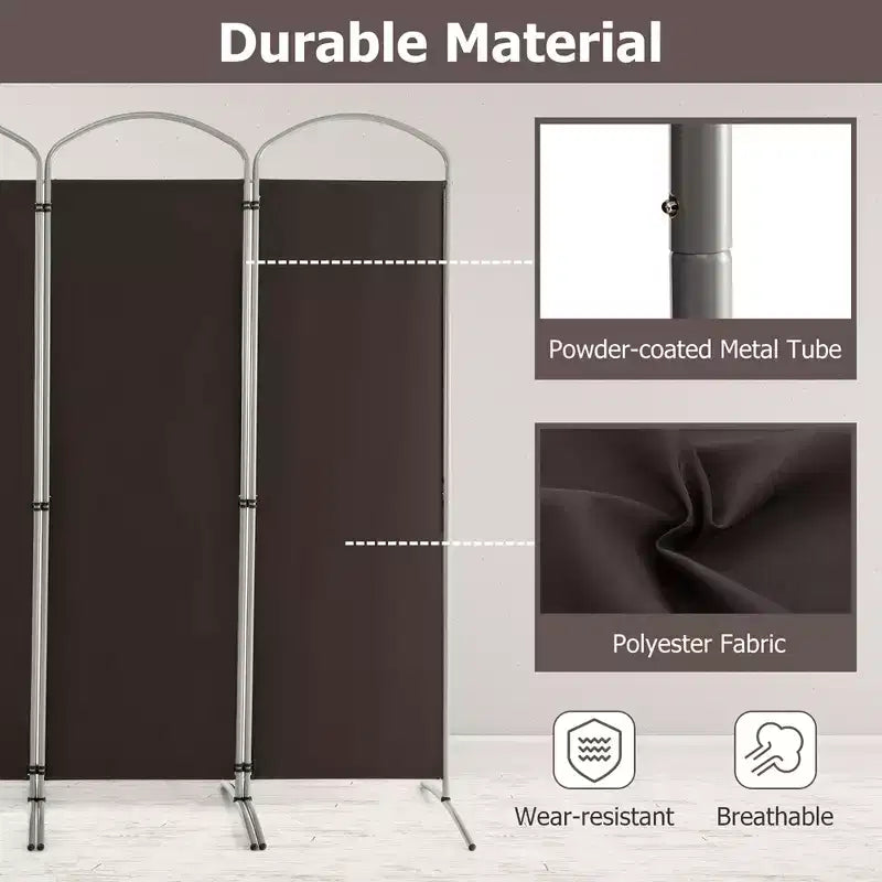Costway 4 Panels Folding Room Divider 6 Ft Tall Fabric Privacy Screen Black/Brown/Grey/White