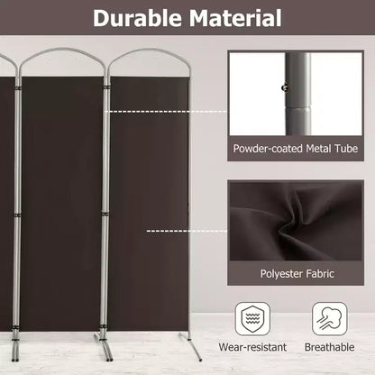 Costway 4 Panels Folding Room Divider 6 Ft Tall Fabric Privacy Screen Black/Brown/Grey/White