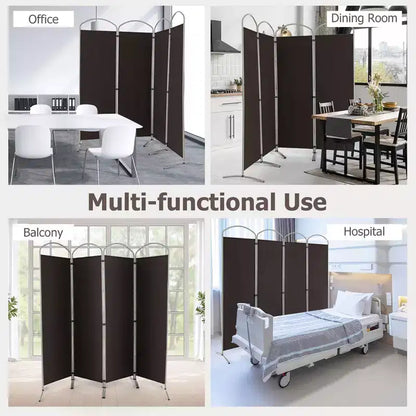 Costway 4 Panels Folding Room Divider 6 Ft Tall Fabric Privacy Screen Black/Brown/Grey/White