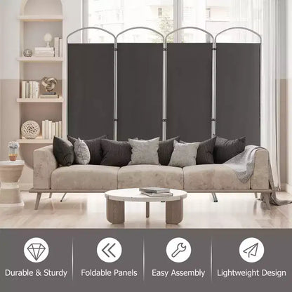 Costway 4 Panels Folding Room Divider 6 Ft Tall Fabric Privacy Screen Black/Brown/Grey/White