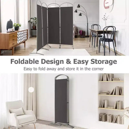 Costway 4 Panels Folding Room Divider 6 Ft Tall Fabric Privacy Screen Black/Brown/Grey/White