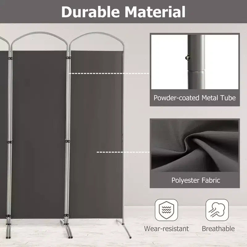 Costway 4 Panels Folding Room Divider 6 Ft Tall Fabric Privacy Screen Black/Brown/Grey/White