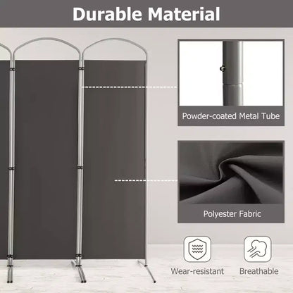 Costway 4 Panels Folding Room Divider 6 Ft Tall Fabric Privacy Screen Black/Brown/Grey/White