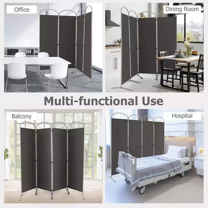 Costway 4 Panels Folding Room Divider 6 Ft Tall Fabric Privacy Screen Black/Brown/Grey/White