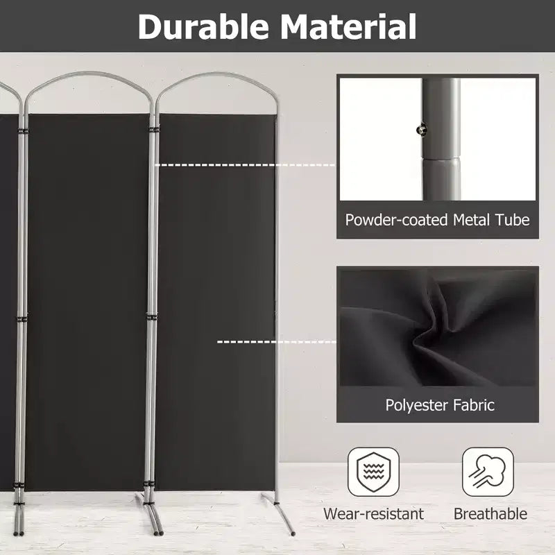 Costway 4 Panels Folding Room Divider 6 Ft Tall Fabric Privacy Screen Black/Brown/Grey/White
