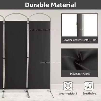 Costway 4 Panels Folding Room Divider 6 Ft Tall Fabric Privacy Screen Black/Brown/Grey/White