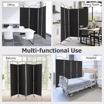 Costway 4 Panels Folding Room Divider 6 Ft Tall Fabric Privacy Screen Black/Brown/Grey/White