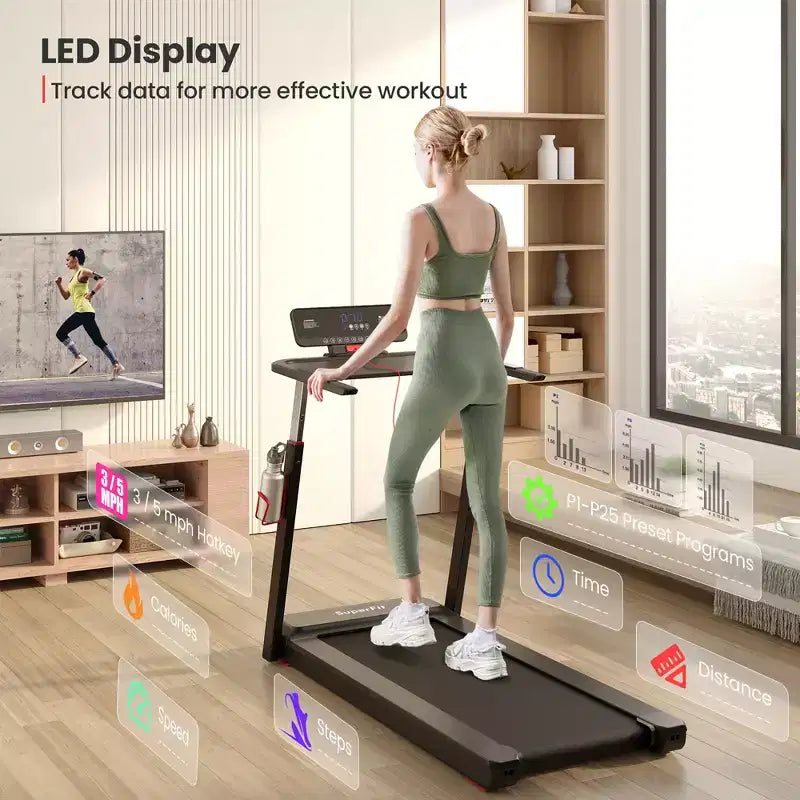 Costway 3HP Running Machine Folding Treadmill Adjustable Height APP Control Table Board