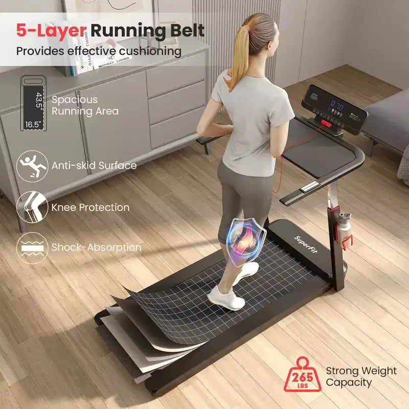 Costway 3HP Running Machine Folding Treadmill Adjustable Height APP Control Table Board