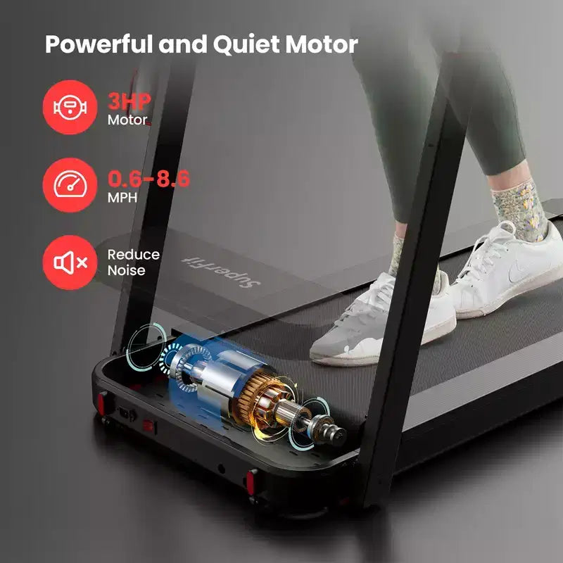 Costway 3HP Running Machine Folding Treadmill Adjustable Height APP Control Table Board