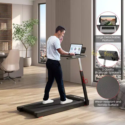 Costway 3HP Running Machine Folding Treadmill Adjustable Height APP Control Table Board