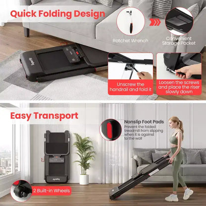 Costway 3HP Running Machine Folding Treadmill Adjustable Height APP Control Table Board