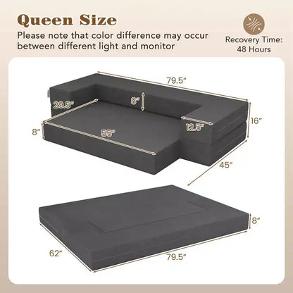 Costway Canapé-lit pliant 8 pouces avec mousse haute densité et housse lavable tailles lit simple/grand lit