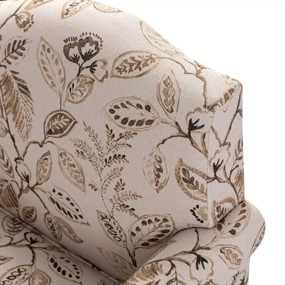 Yahweh Transitional Wooden Upholstered Floral Pattern Design Armchair with Panel Arms and Camelback| ART OF LIVING DESIGNS