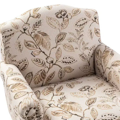 Yahweh Transitional Wooden Upholstered Floral Pattern Design Armchair with Panel Arms and Camelback| ART OF LIVING DESIGNS