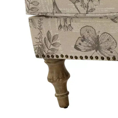 Yahweh Transitional Wooden Upholstered Floral Pattern Design Armchair with Panel Arms and Camelback| ART OF LIVING DESIGNS