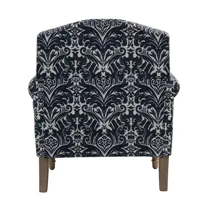 Yahweh Transitional Wooden Upholstered Floral Pattern Design Armchair with Panel Arms and Camelback| ART OF LIVING DESIGNS