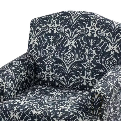 Yahweh Transitional Wooden Upholstered Floral Pattern Design Armchair with Panel Arms and Camelback| ART OF LIVING DESIGNS