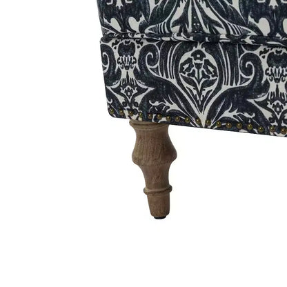 Yahweh Transitional Wooden Upholstered Floral Pattern Design Armchair with Panel Arms and Camelback| ART OF LIVING DESIGNS