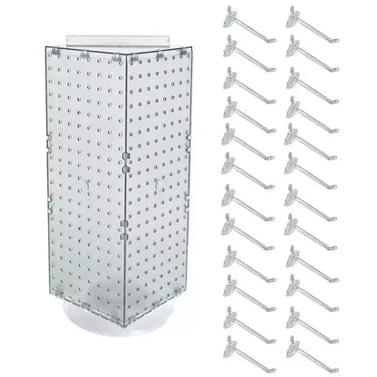 Présentoir de comptoir rotatif à quatre faces en pegboard avec crochets Azar Displays