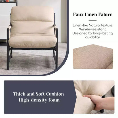 Fauteuil d'appoint FERPIT avec assise en tissu et structure métallique, style moderne