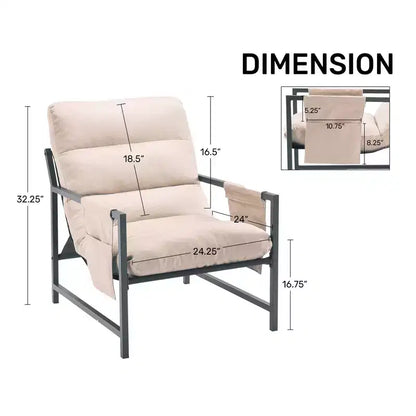 Fauteuil d'appoint FERPIT avec assise en tissu et structure métallique, style moderne