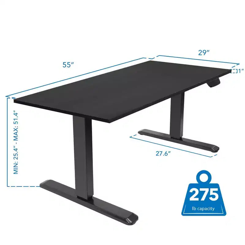 Mount-It! Bureau assis-debout électrique à deux moteurs avec plateau – Noir