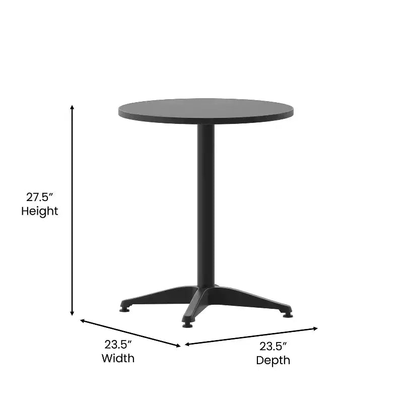 Emma and Oliver 23.5'' Round Aluminum Indoor-Outdoor Table Set with 2 Slat Back Chairs