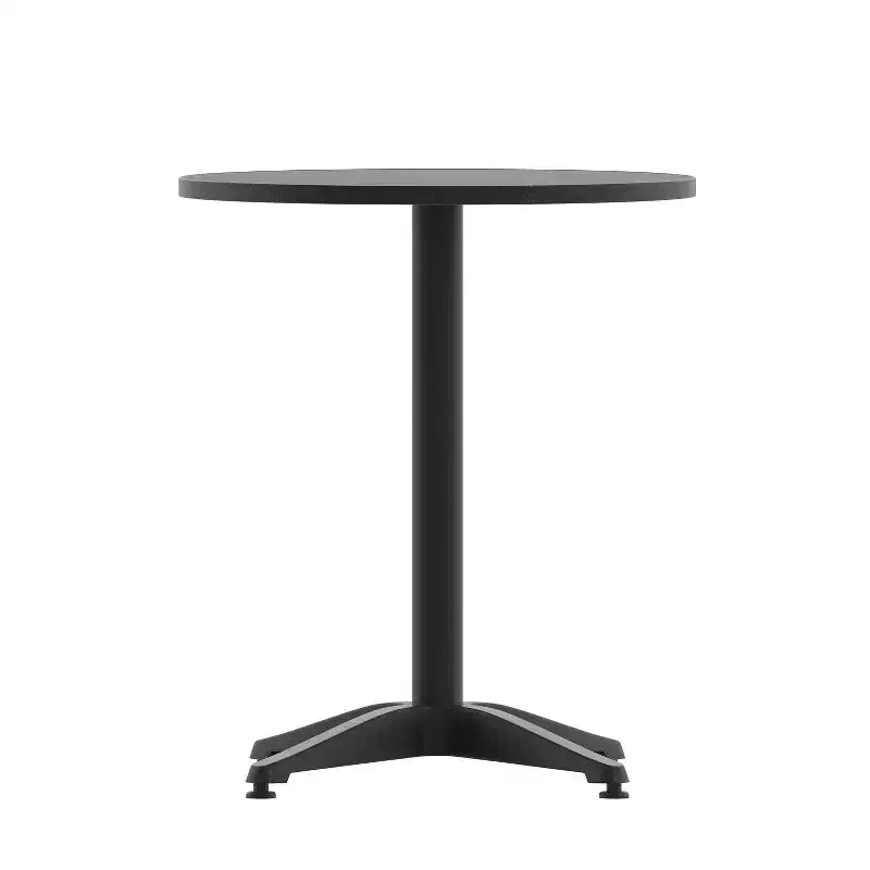 Emma and Oliver 23.5'' Round Aluminum Indoor-Outdoor Table Set with 2 Slat Back Chairs