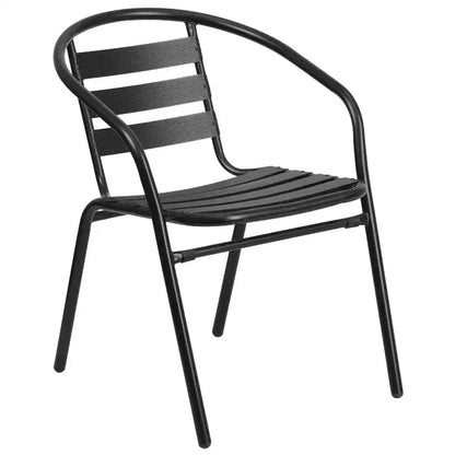 Emma and Oliver 23.5'' Round Aluminum Indoor-Outdoor Table Set with 2 Slat Back Chairs