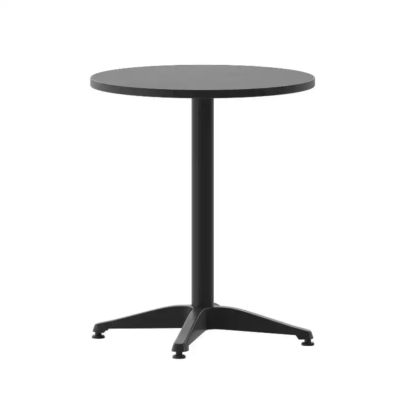 Emma and Oliver 23.5'' Round Aluminum Indoor-Outdoor Table Set with 2 Slat Back Chairs