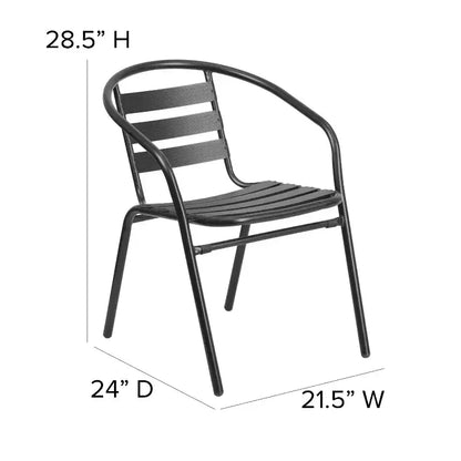 Emma and Oliver 23.5'' Round Aluminum Indoor-Outdoor Table Set with 2 Slat Back Chairs