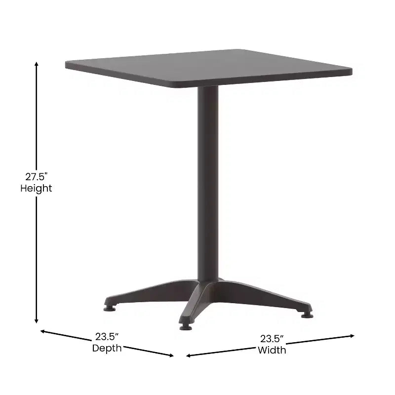 Flash Furniture Lila 23.5'' Square Aluminum Indoor-Outdoor Table Set with 2 Slat Back Chairs