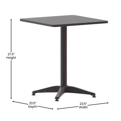 Flash Furniture Lila 23.5'' Square Aluminum Indoor-Outdoor Table Set with 2 Slat Back Chairs