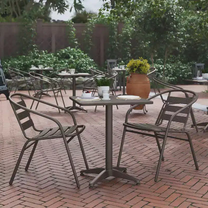 Flash Furniture Lila 23.5'' Square Aluminum Indoor-Outdoor Table Set with 2 Slat Back Chairs