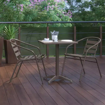 Flash Furniture Lila 23.5'' Square Aluminum Indoor-Outdoor Table Set with 2 Slat Back Chairs