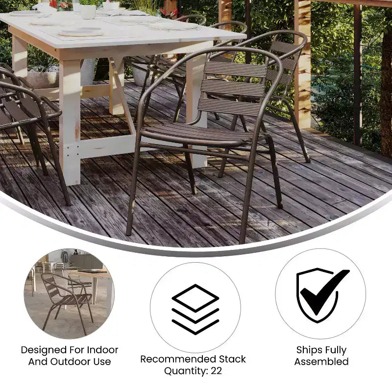Flash Furniture Lila 23.5'' Square Aluminum Indoor-Outdoor Table Set with 2 Slat Back Chairs